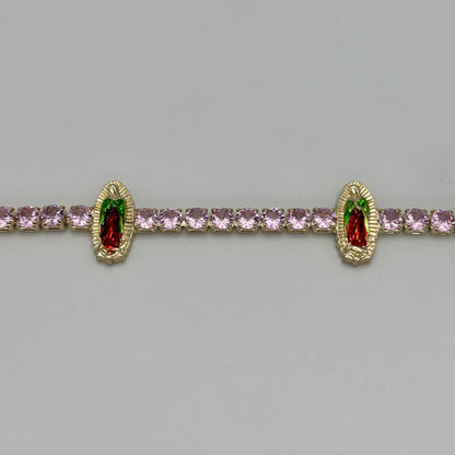 Tennis Bracelet with Guadalupe - Gold Plated - BLG-1109