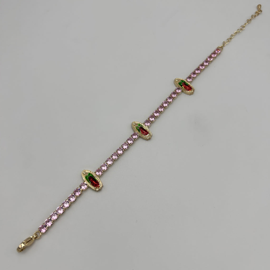 Tennis Bracelet with Guadalupe - Gold Plated - BLG-1109