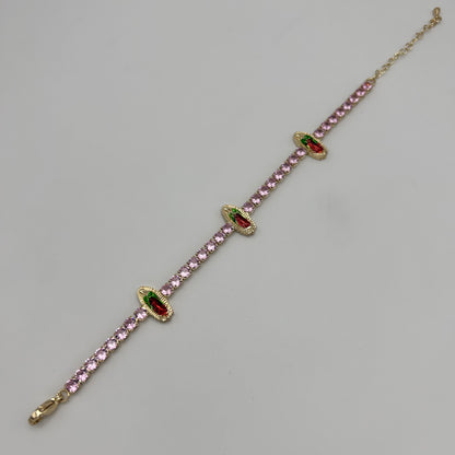 Tennis Bracelet with Guadalupe - Gold Plated - BLG-1109