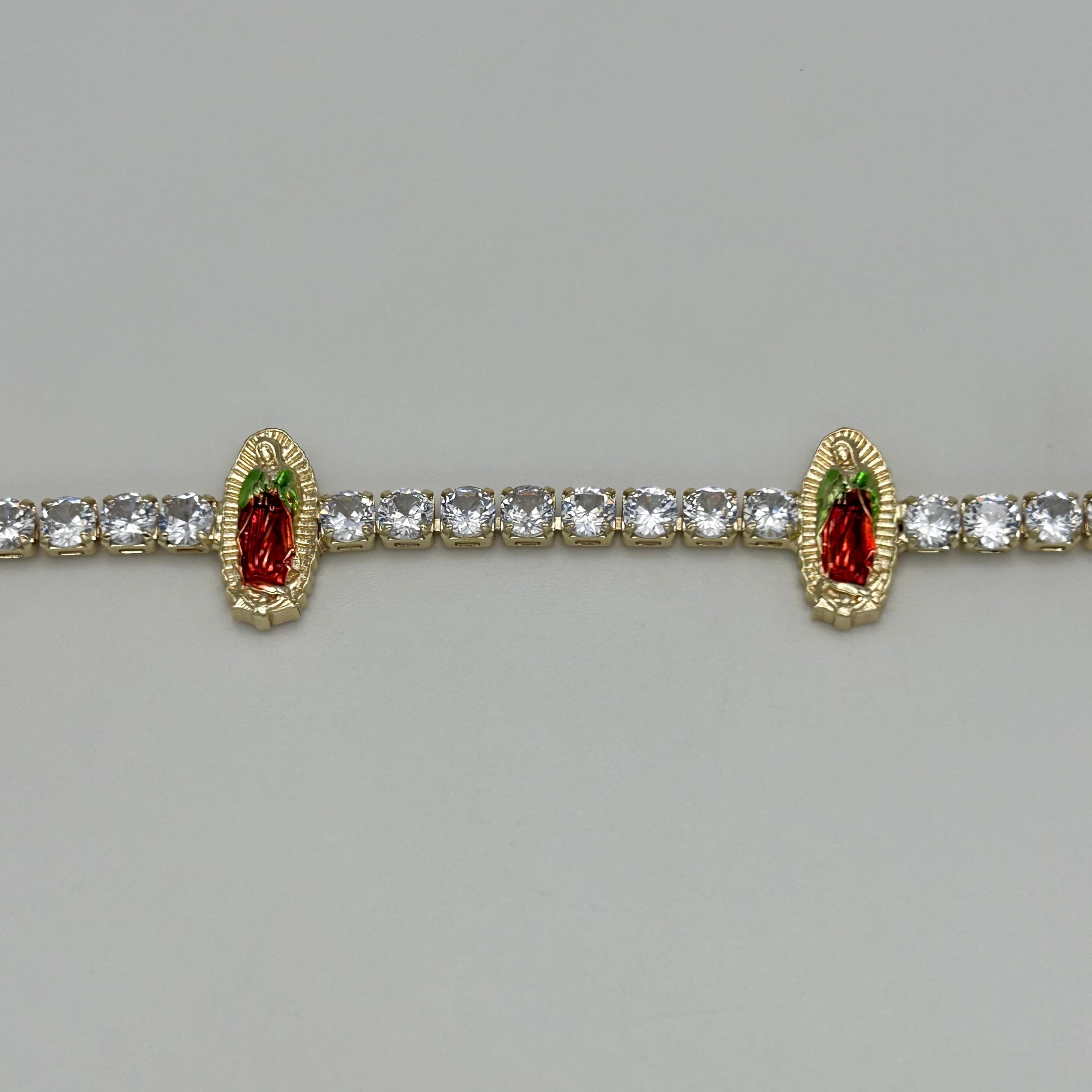 Tennis Bracelet with Guadalupe - Gold Plated - BLG-1109