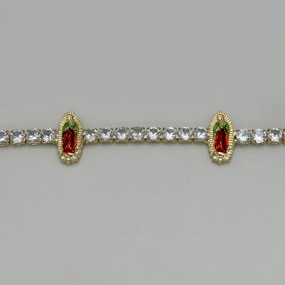 Tennis Bracelet with Guadalupe - Gold Plated - BLG-1109