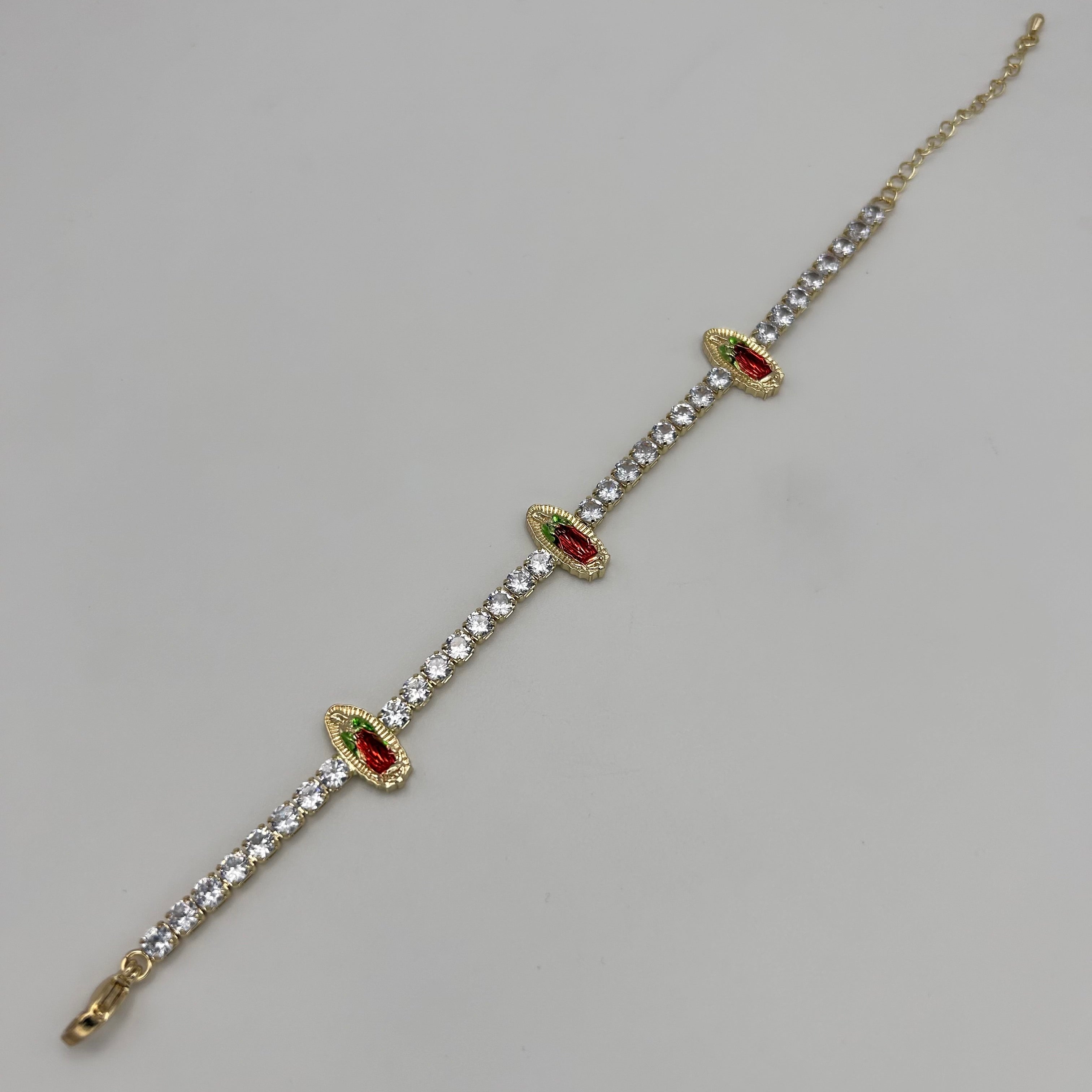 Tennis Bracelet with Guadalupe - Gold Plated - BLG-1109