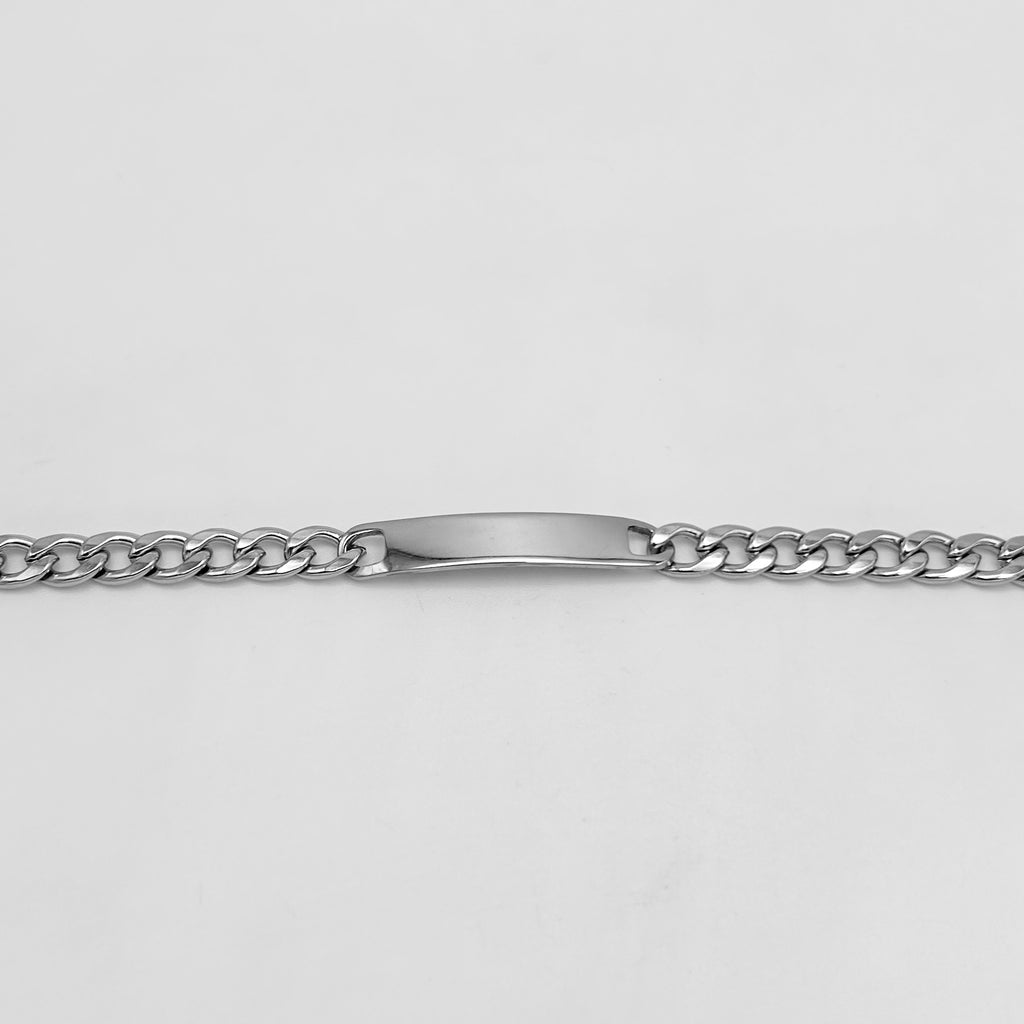 Bracelet - Stainless Steel - BLS-210 Curb Link With Plate