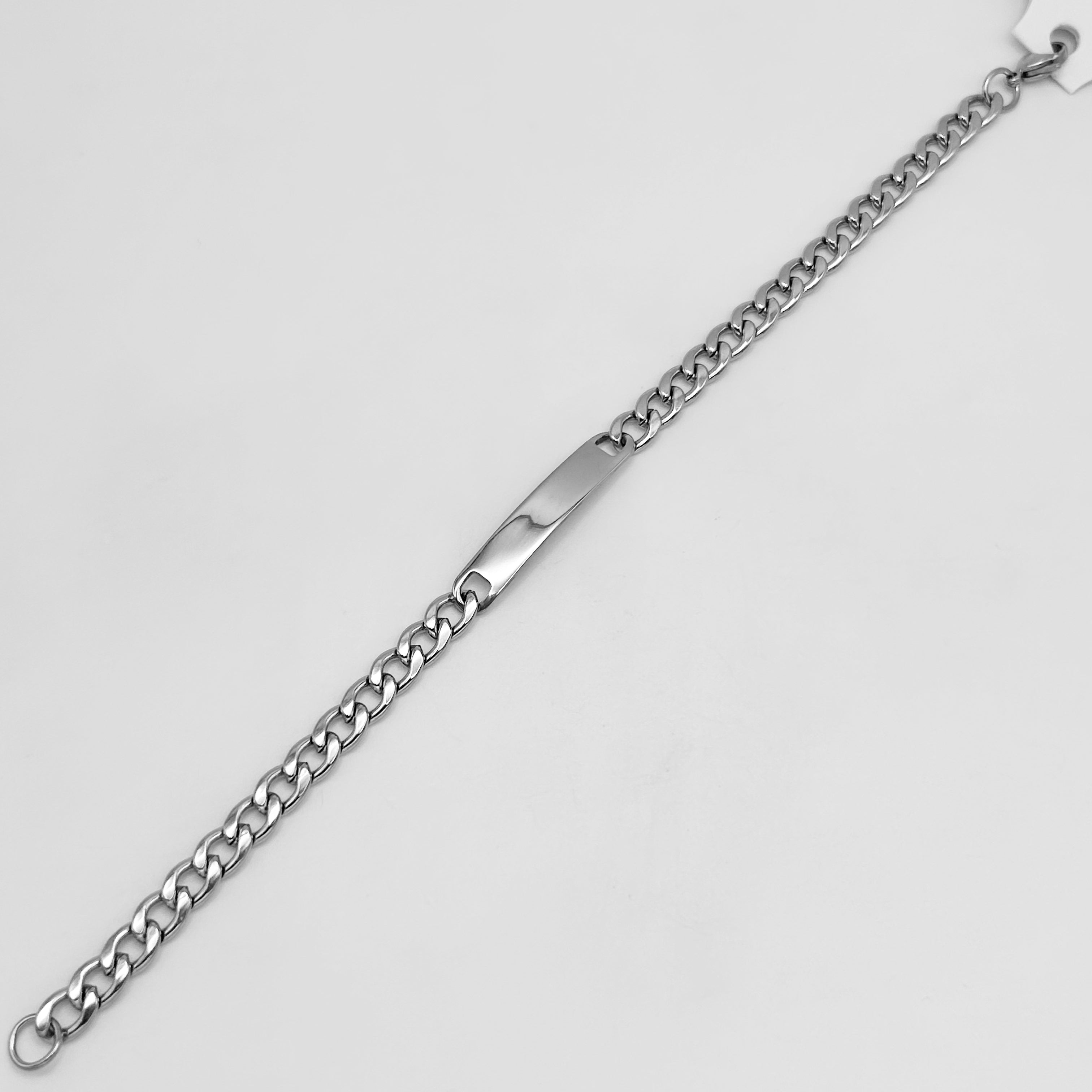 Bracelet - Stainless Steel - BLS-210 Curb Link With Plate