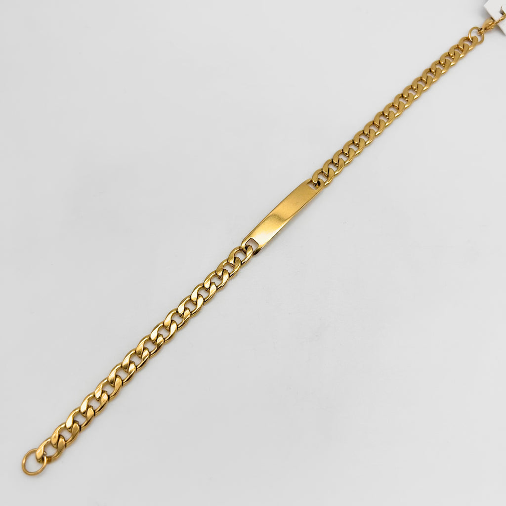 Bracelet - Stainless Steel - BLS-210 Curb Link With Plate