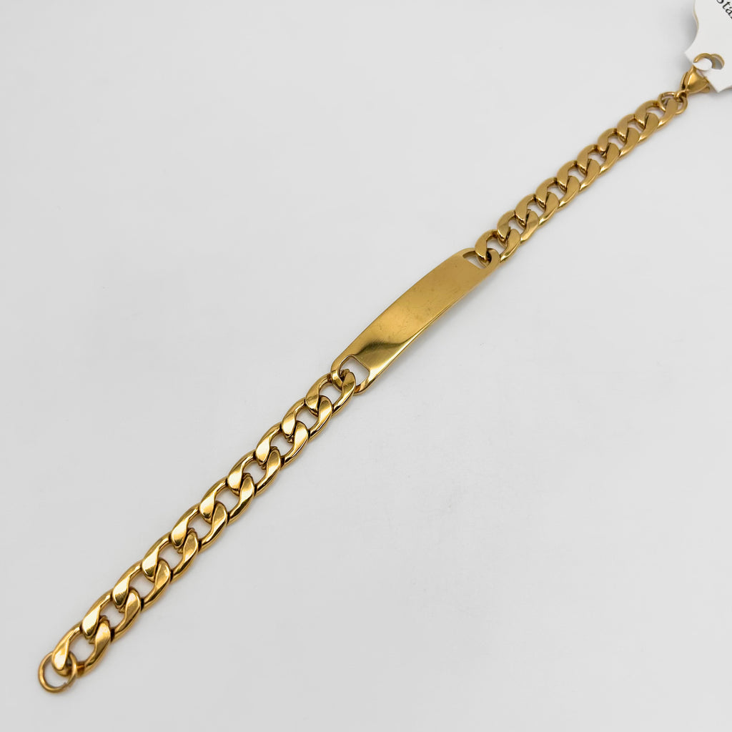 Bracelet - Stainless Steel - BLS-210 Curb Link With Plate