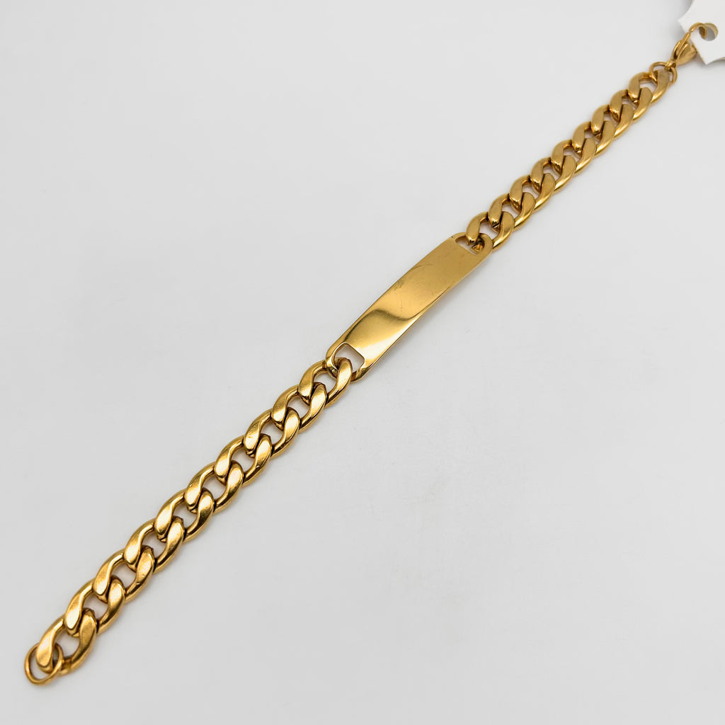 Bracelet - Stainless Steel - BLS-210 Curb Link With Plate