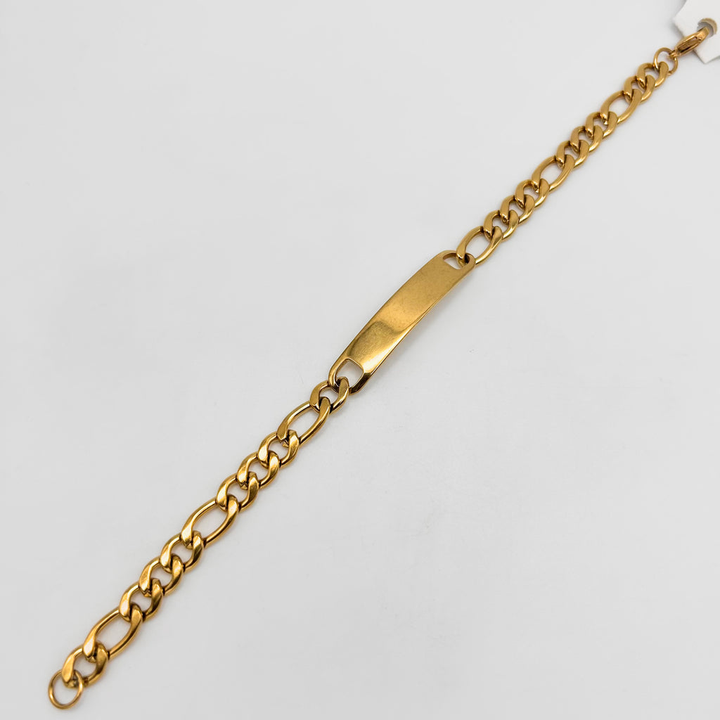 Bracelet - Stainless Steel - BLS-211 Figro Chain With Plate