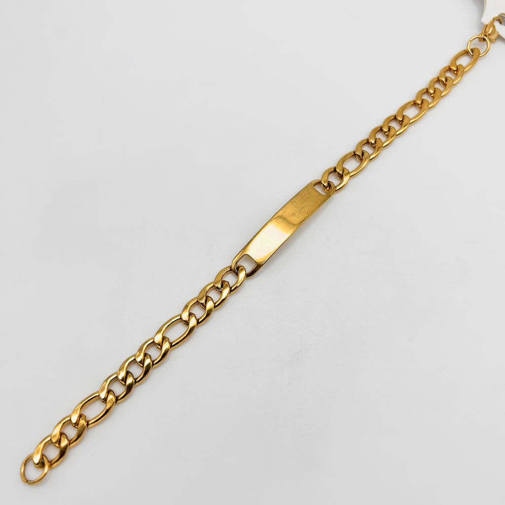 Bracelet - Stainless Steel - BLS-211 Figro Chain With Plate