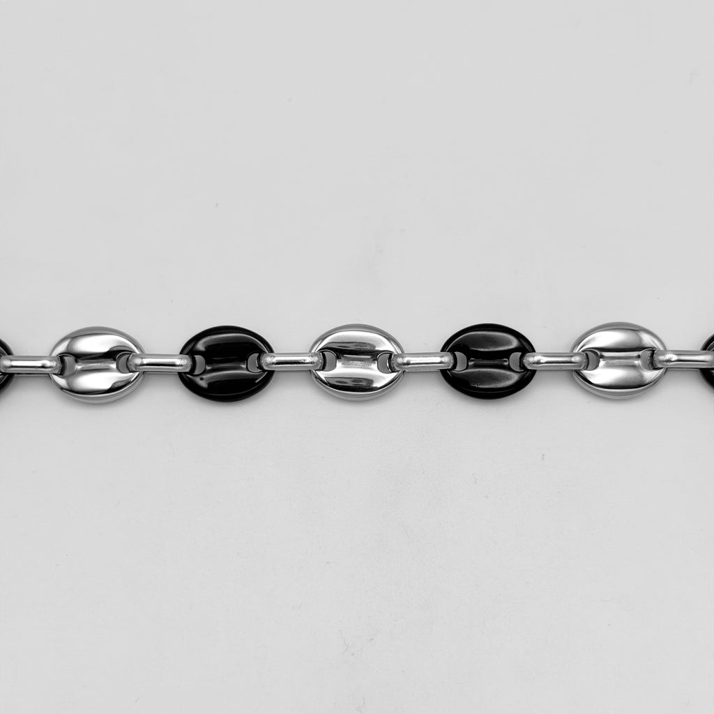 Bracelet - Stainless Steel - BLS-218 Enamel Oval Link Bracelet
