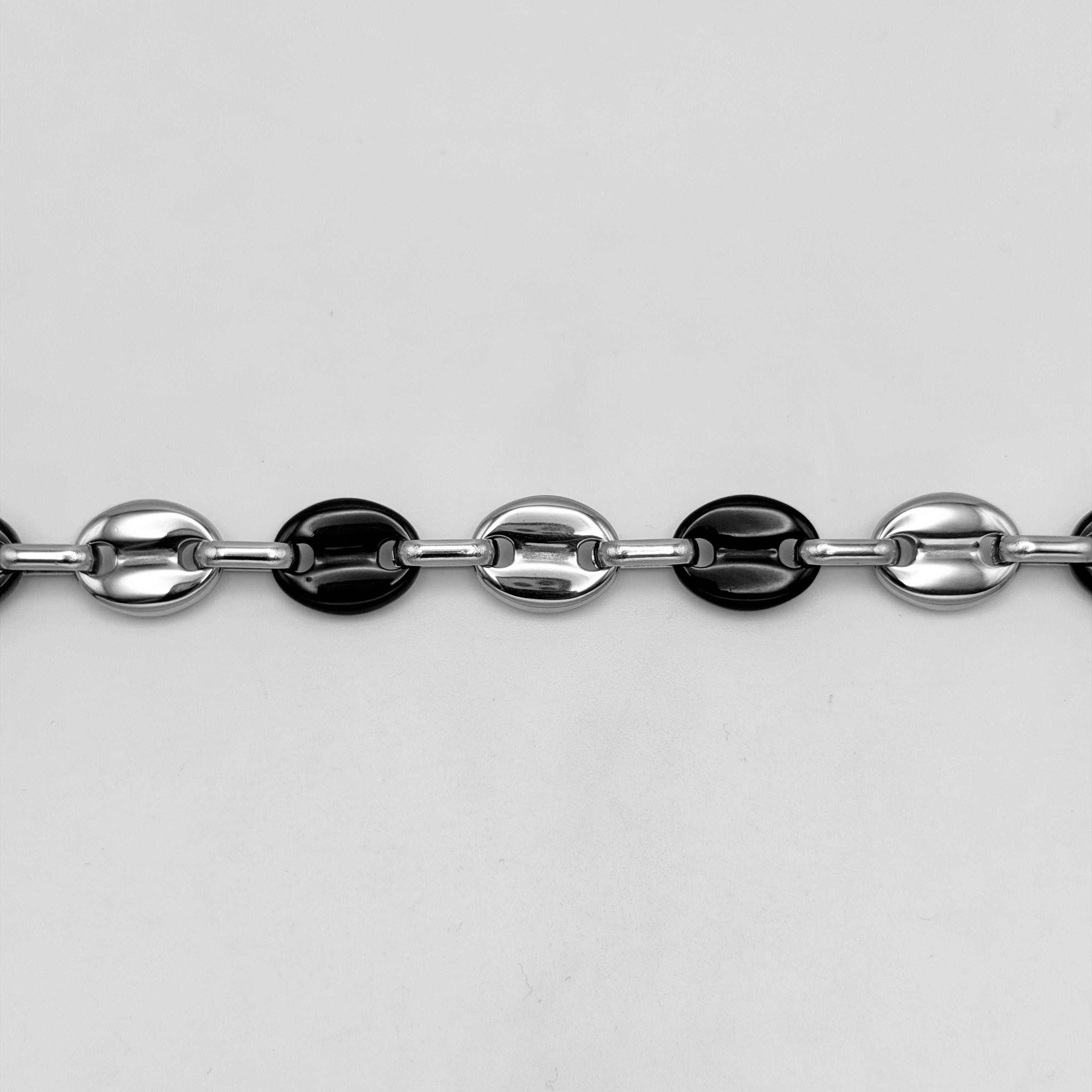 Bracelet - Stainless Steel - BLS-218 Enamel Oval Link Bracelet