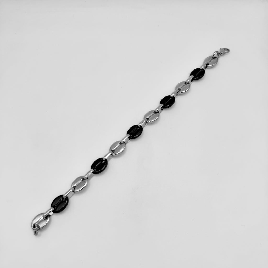 Bracelet - Stainless Steel - BLS-218 Enamel Oval Link Bracelet