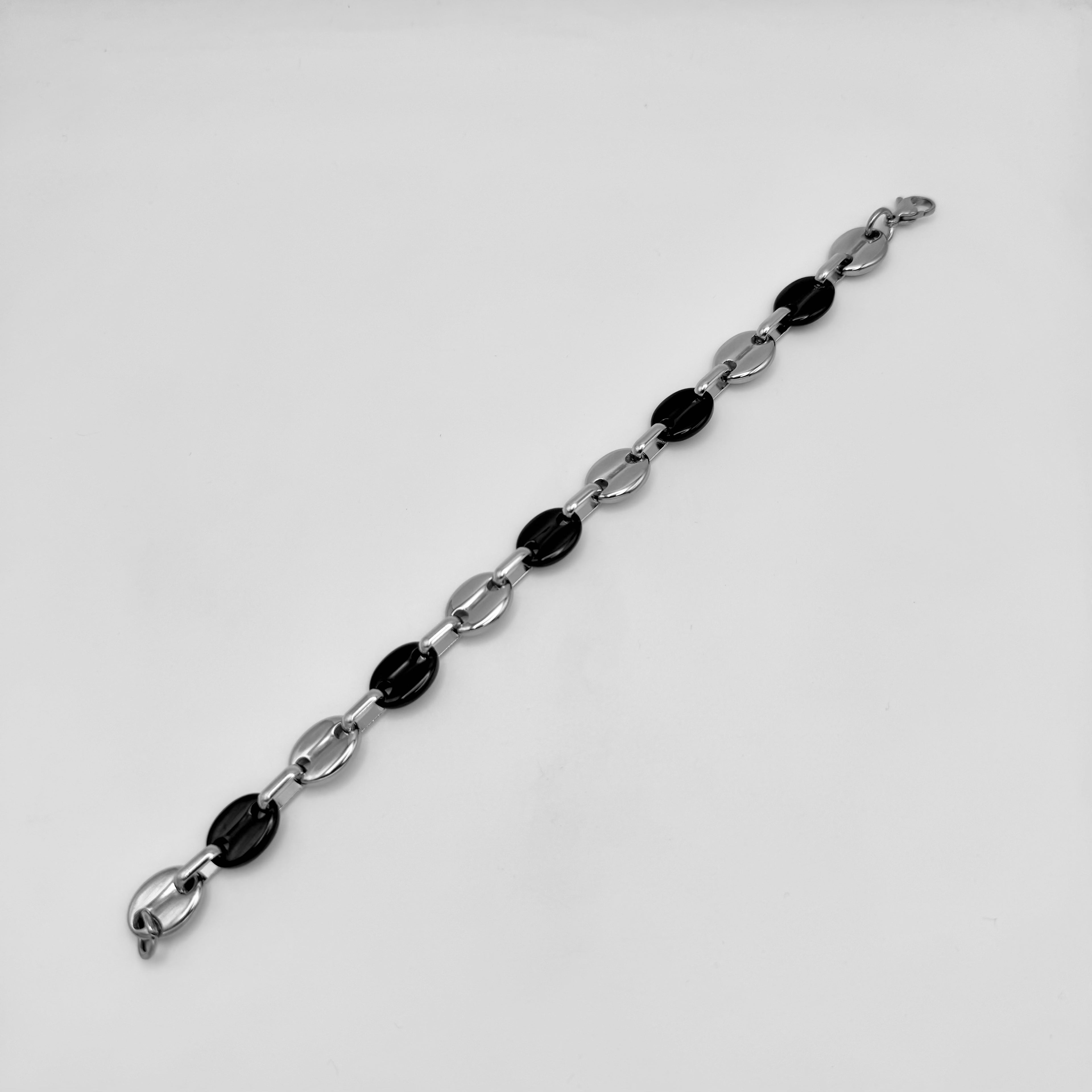 Bracelet - Stainless Steel - BLS-218 Enamel Oval Link Bracelet