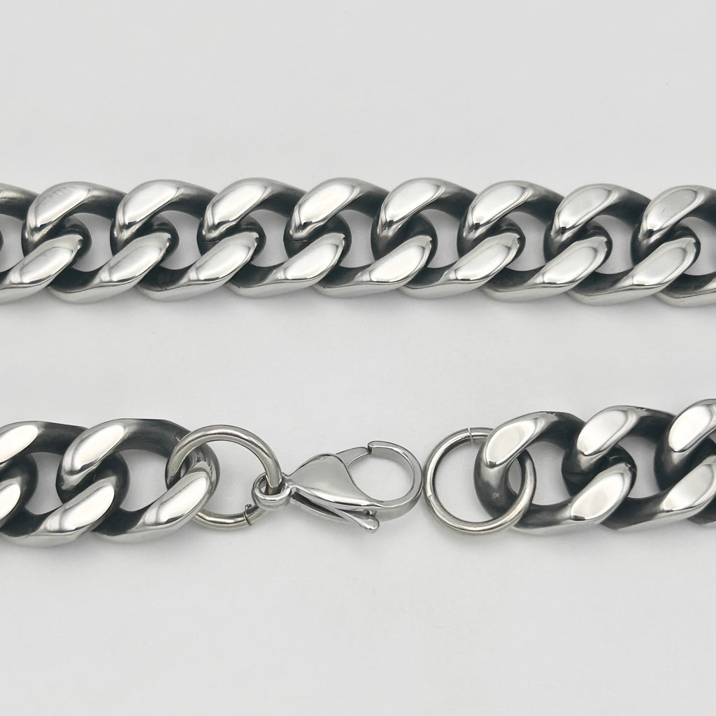 CHS-104 Solid Cuban Chain - Stainless Steel - Silver