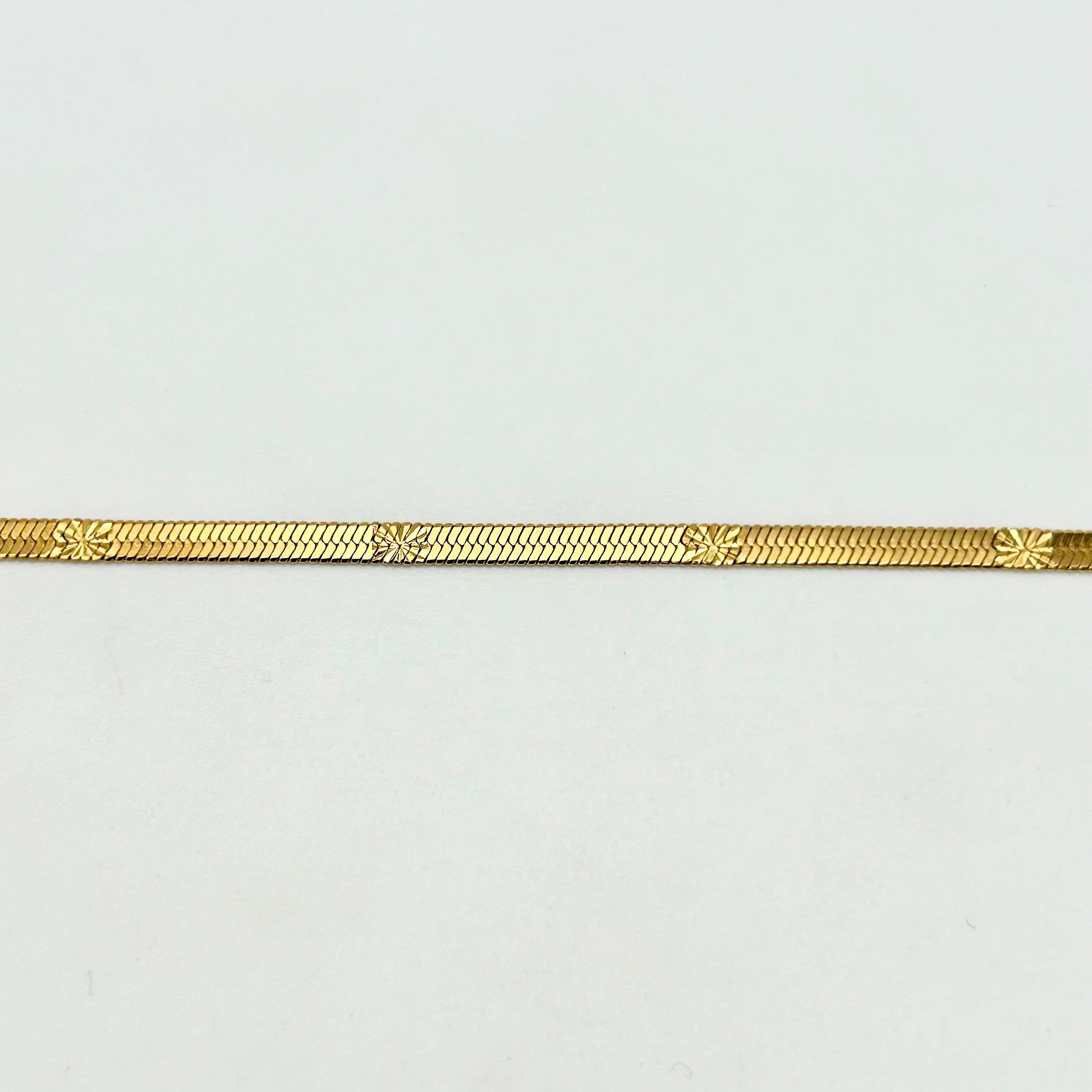 CHS-128 Herringbone Chain Bevel Flower - Stainless Steel