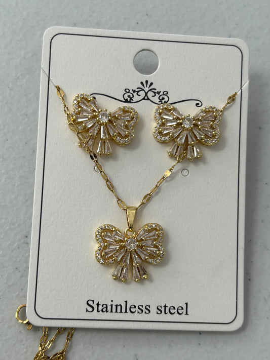 Set - Necklace and Earring - Gold Plated - SNEG-1008