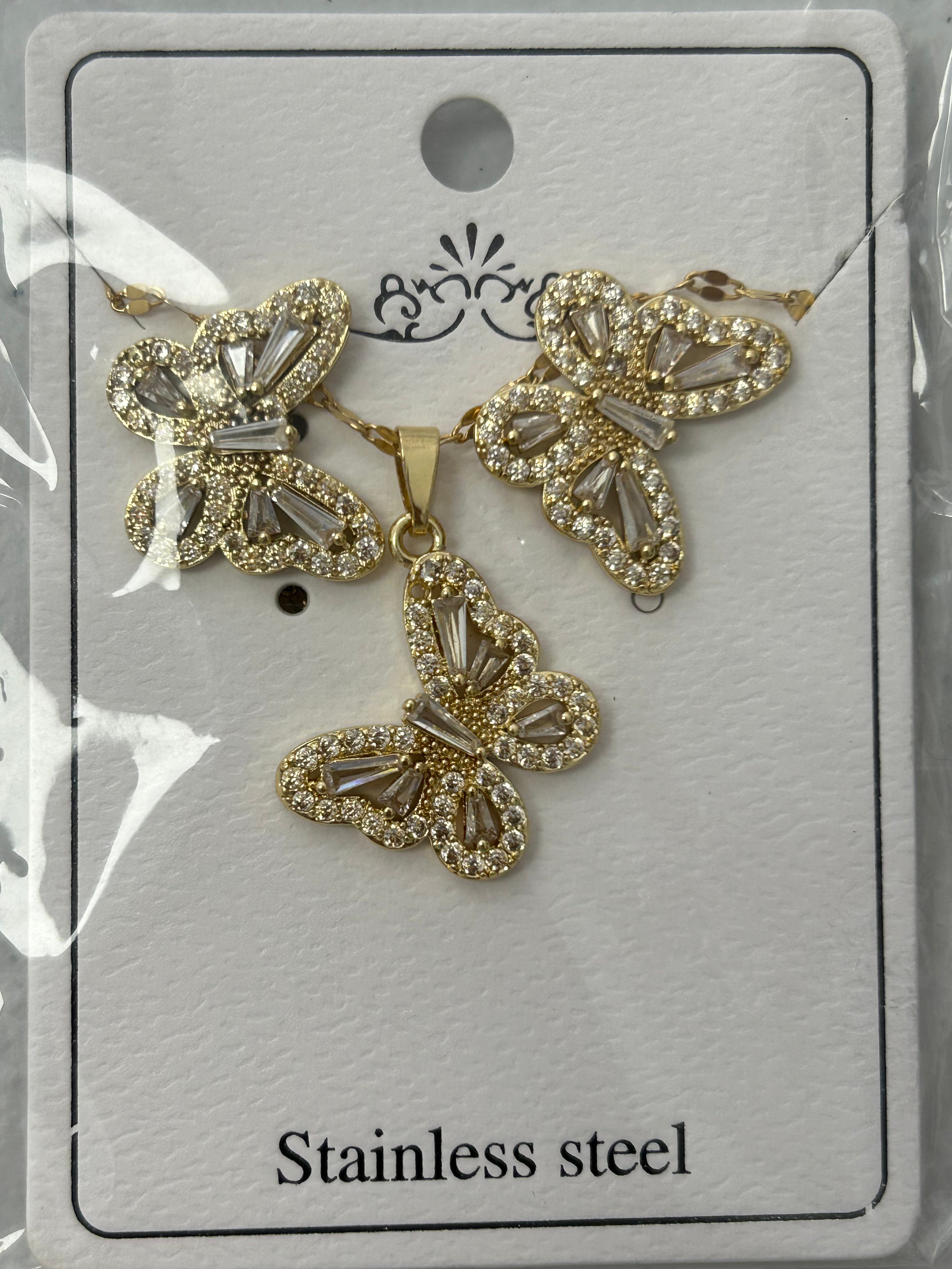 Set - Necklace and Earring - Gold Plated - SNEG-1014