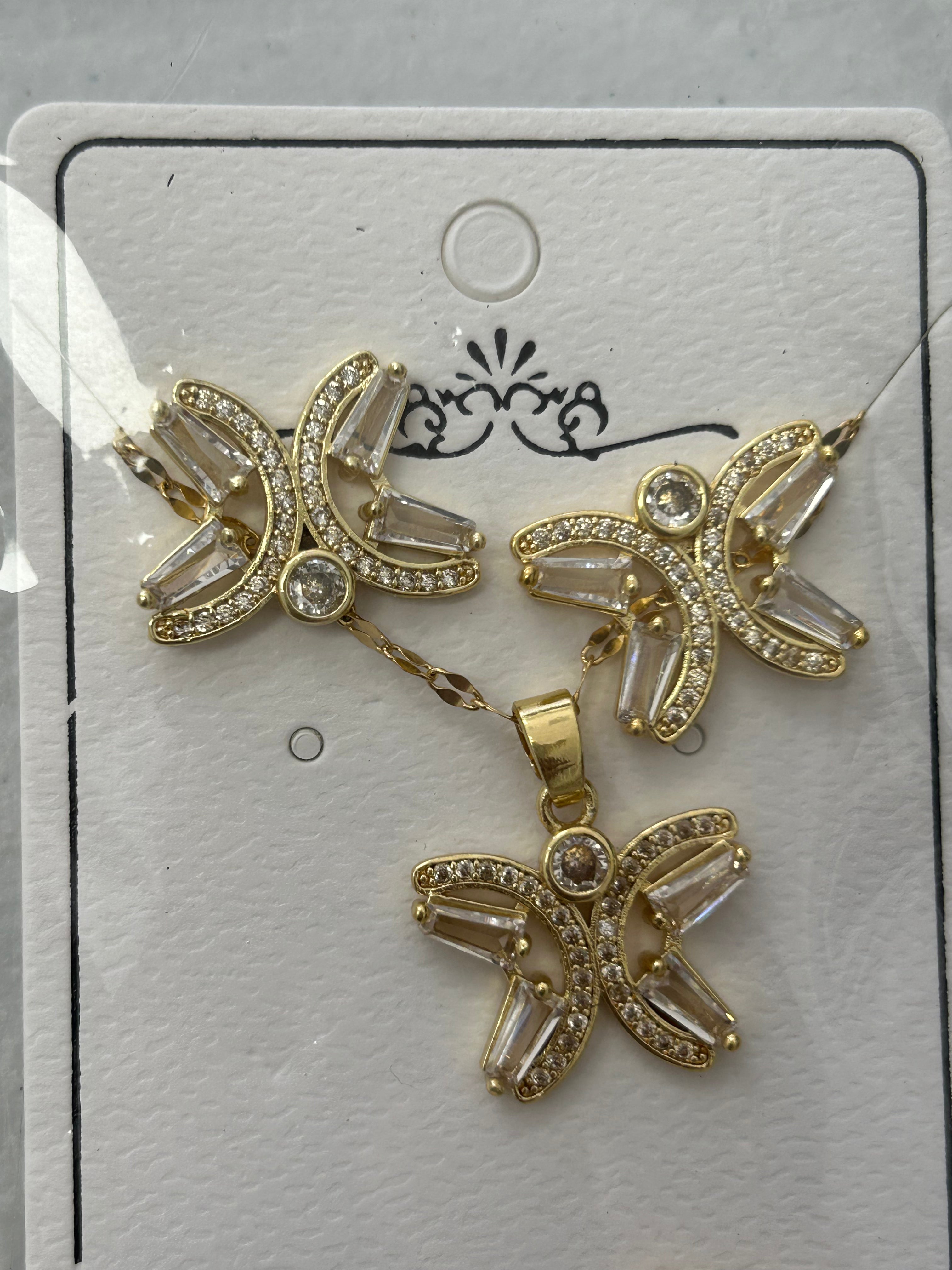 Set - Necklace and Earring - Gold Plated - SNEG-1022