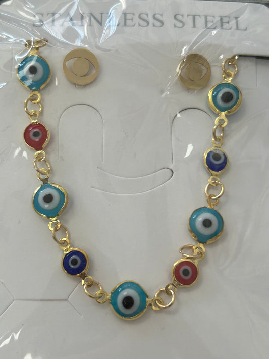 Set - Necklace and Earring - Gold Plated - SNEG-1061