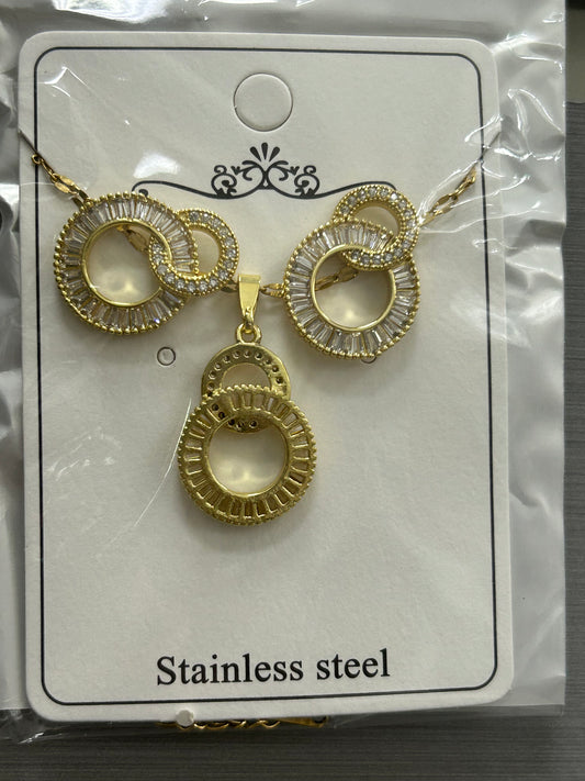 Set - Necklace and Earring - Gold Plated - SNEG-1029