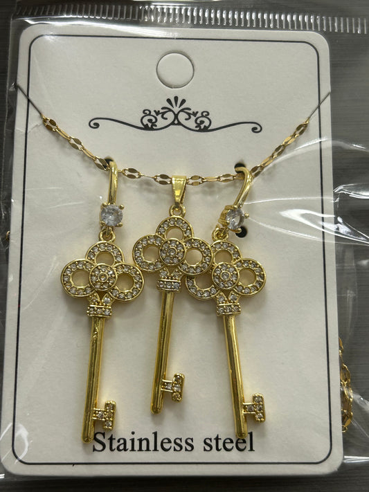 Set - Necklace and Earring - Gold Plated - SNEG-1031