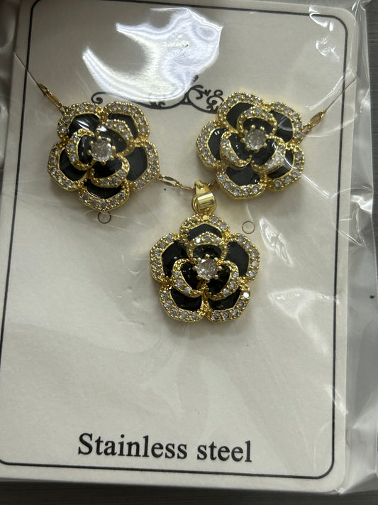 Set - Necklace and Earring - Gold Plated - SNEG-1034