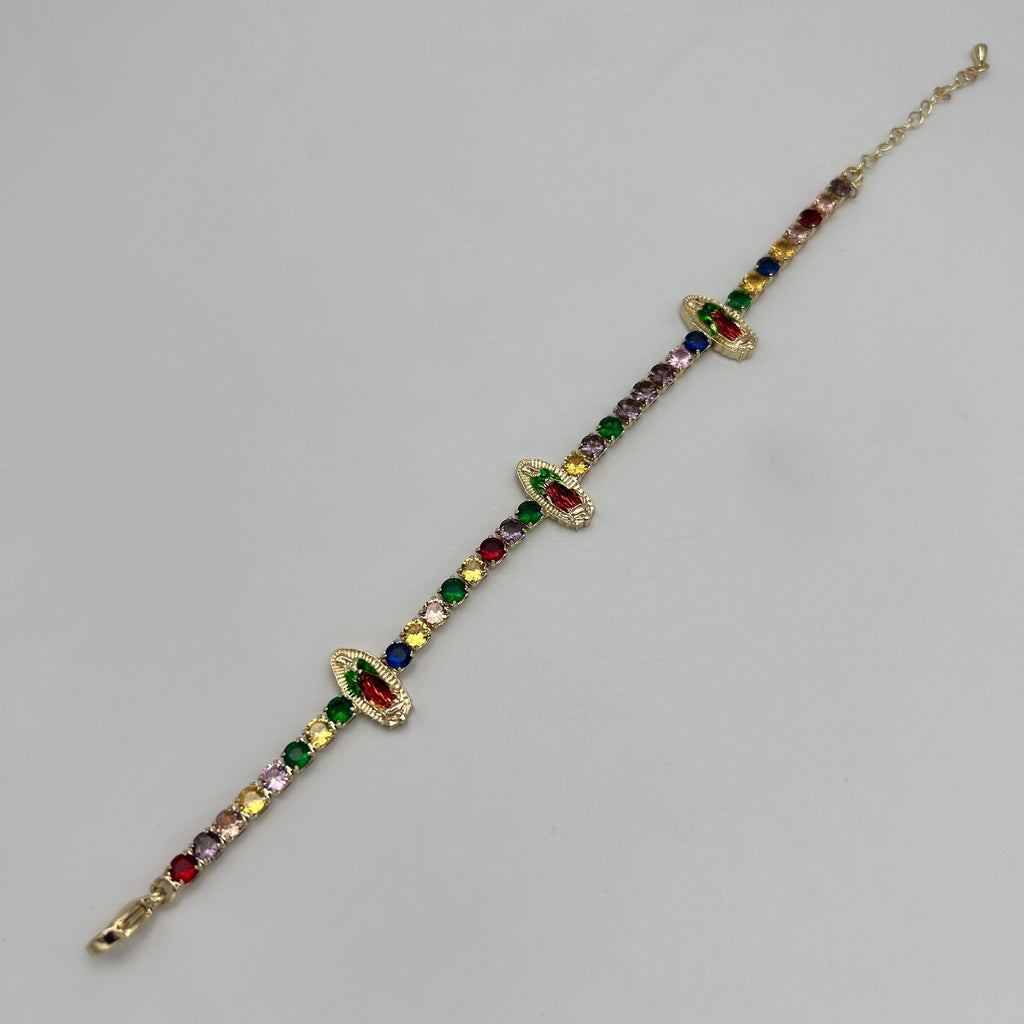 Tennis Bracelet with Guadalupe - Gold Plated - BLG-1109
