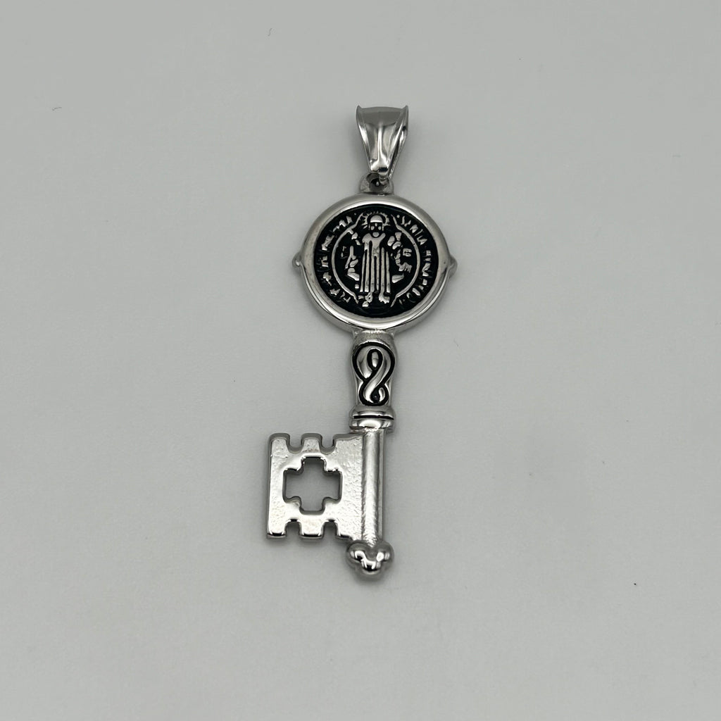Key with San Benito Pendant - Stainless Steel - PDS-1116