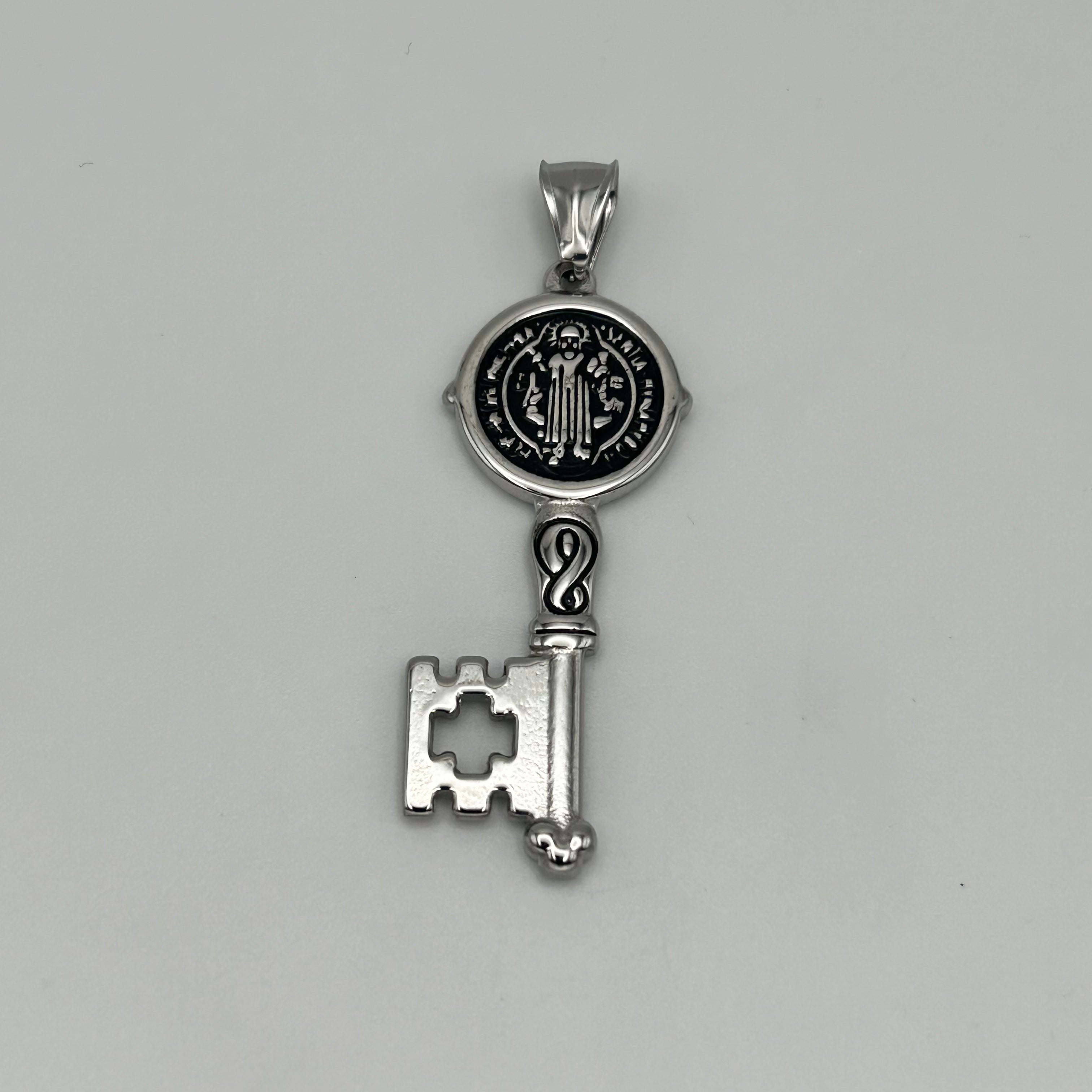 Key with San Benito Pendant - Stainless Steel - PDS-1116