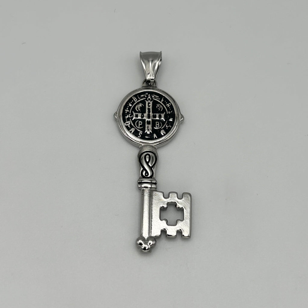 Key with San Benito Pendant - Stainless Steel - PDS-1116