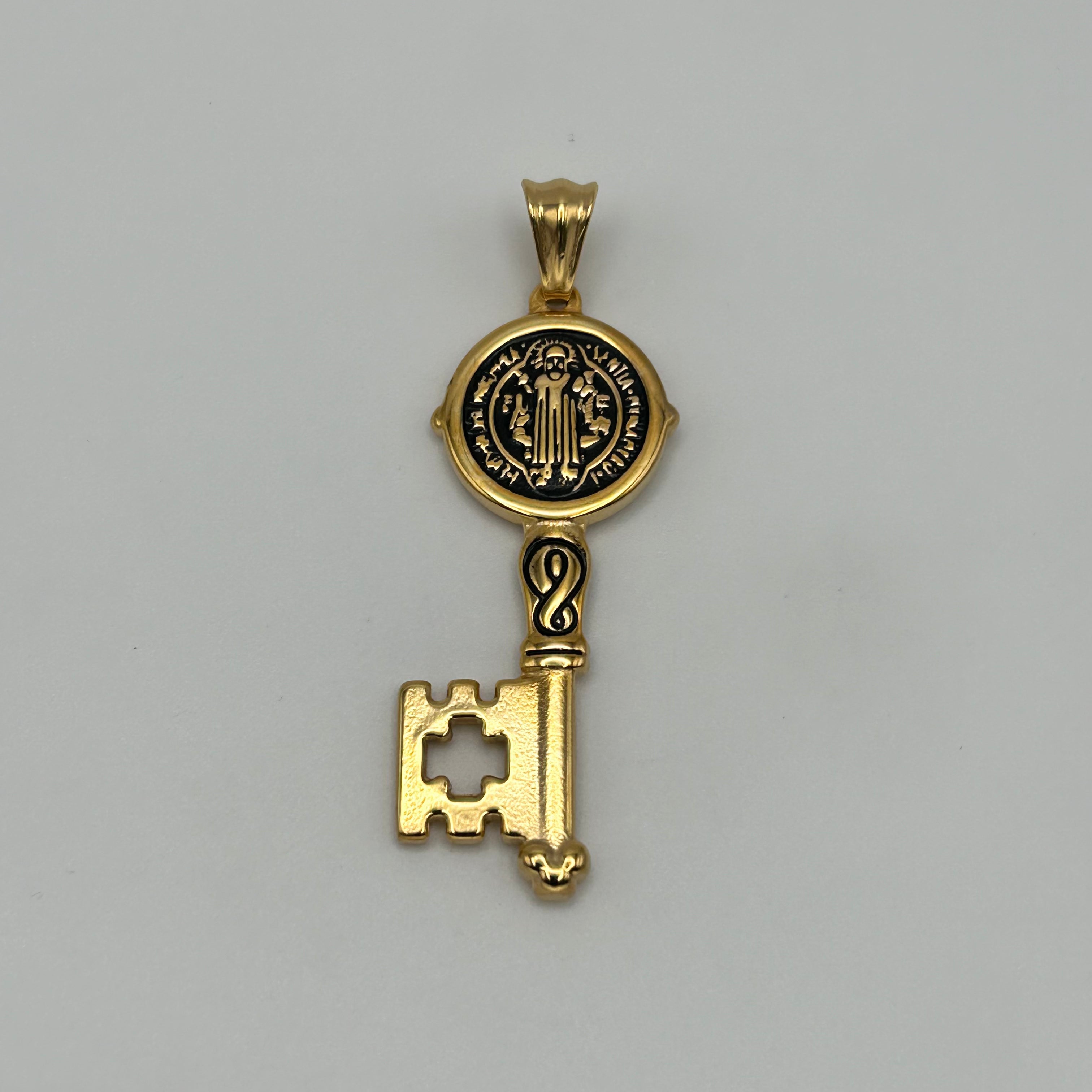 Key with San Benito Pendant - Stainless Steel - PDS-1116