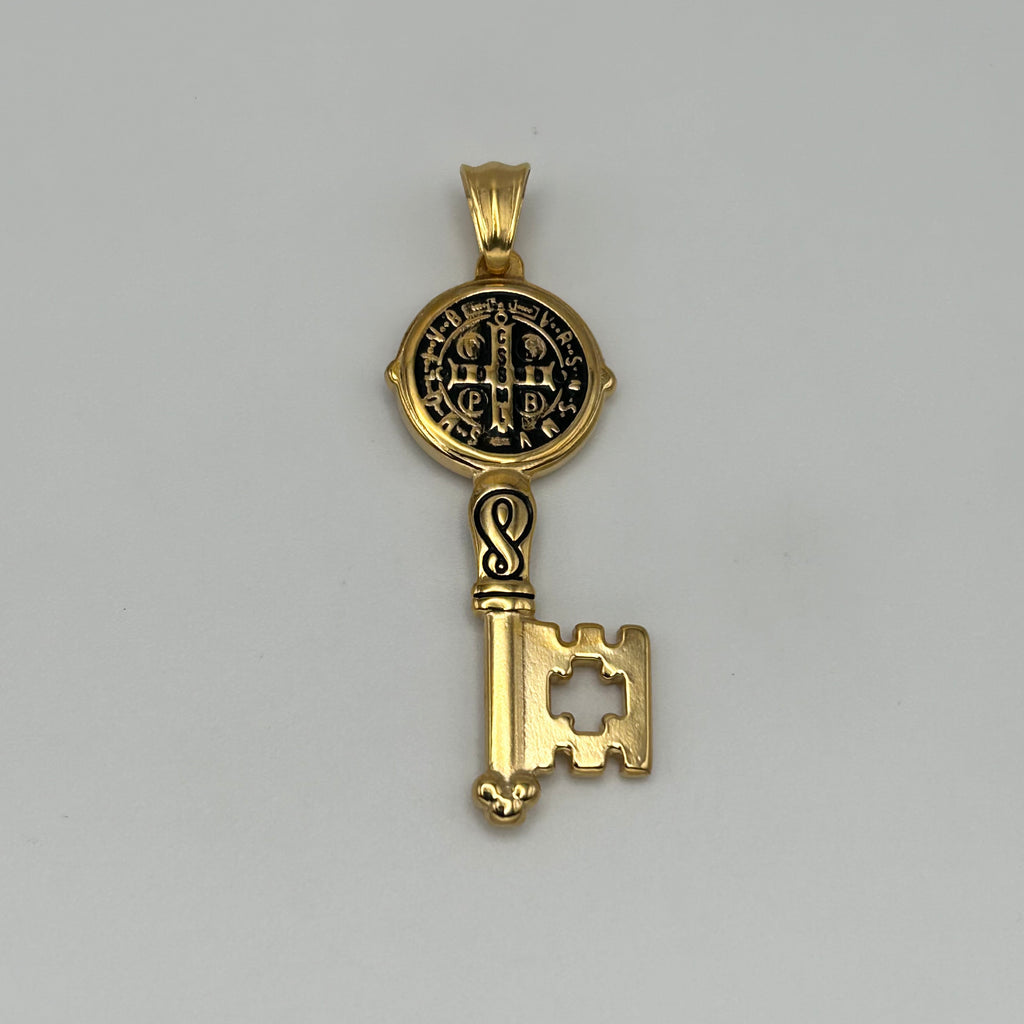 Key with San Benito Pendant - Stainless Steel - PDS-1116