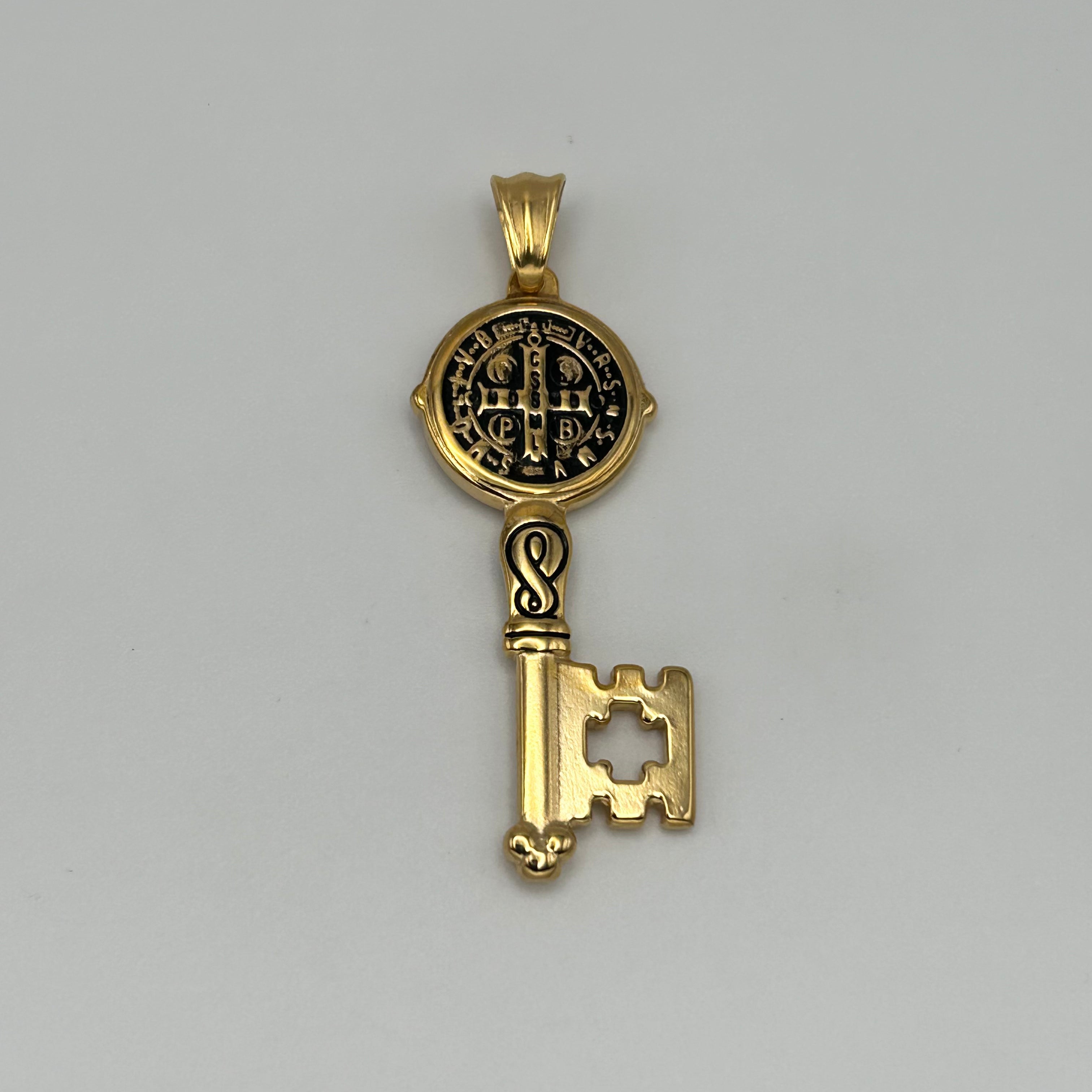 Key with San Benito Pendant - Stainless Steel - PDS-1116