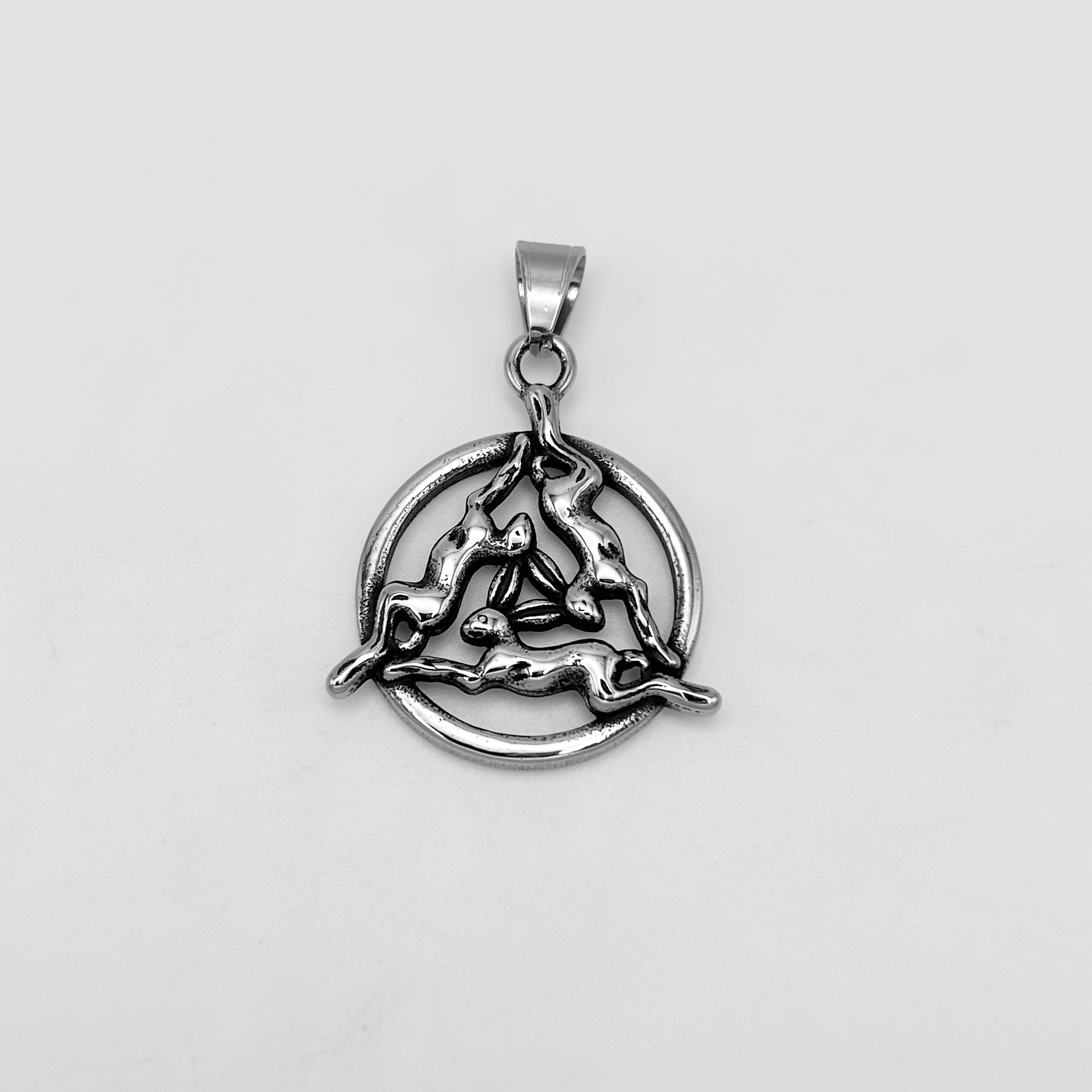 Three Rabbits Pendant - Stainless Steel - PDS-1163