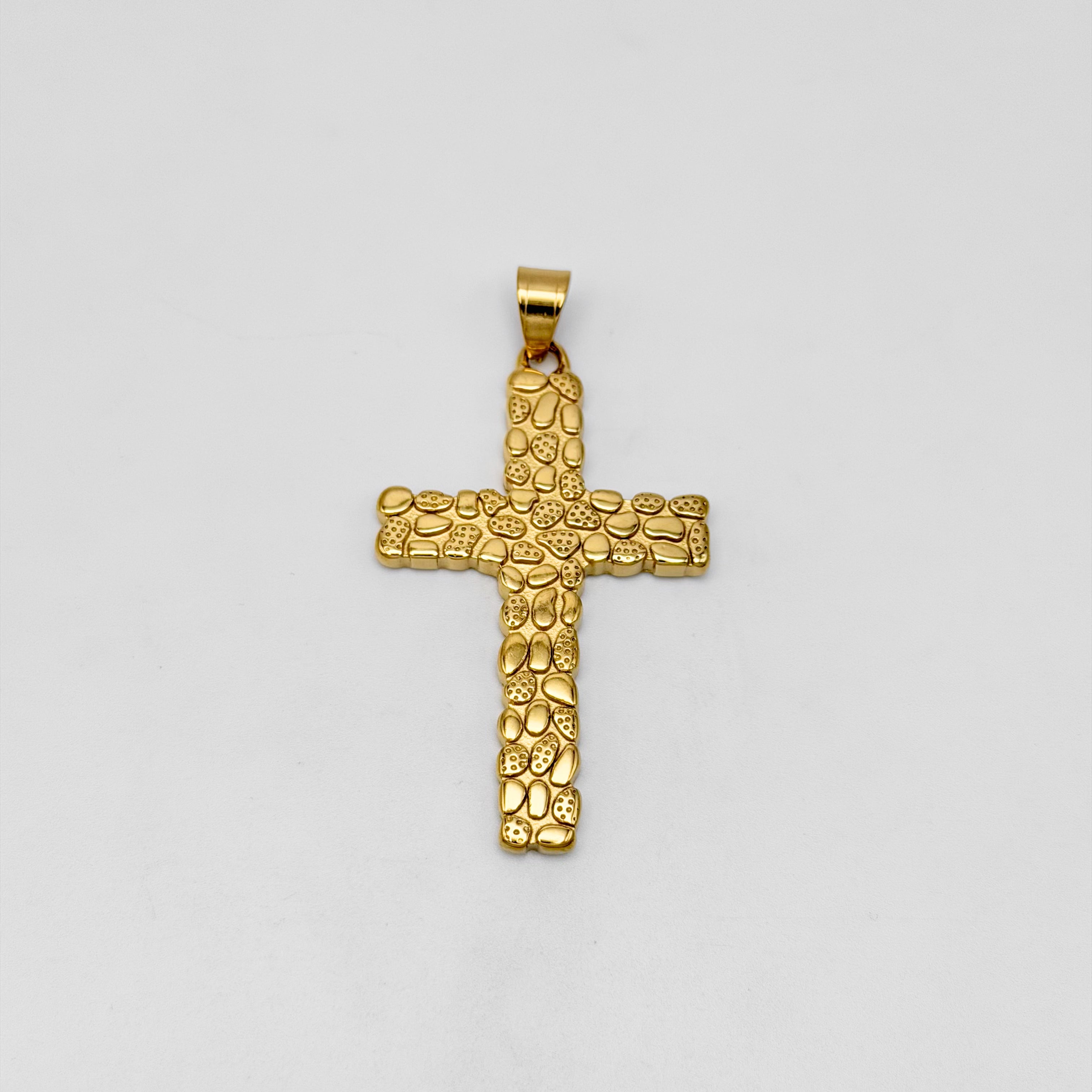 Nugget Cross Pendant - Stainless Steel - PDS-1214