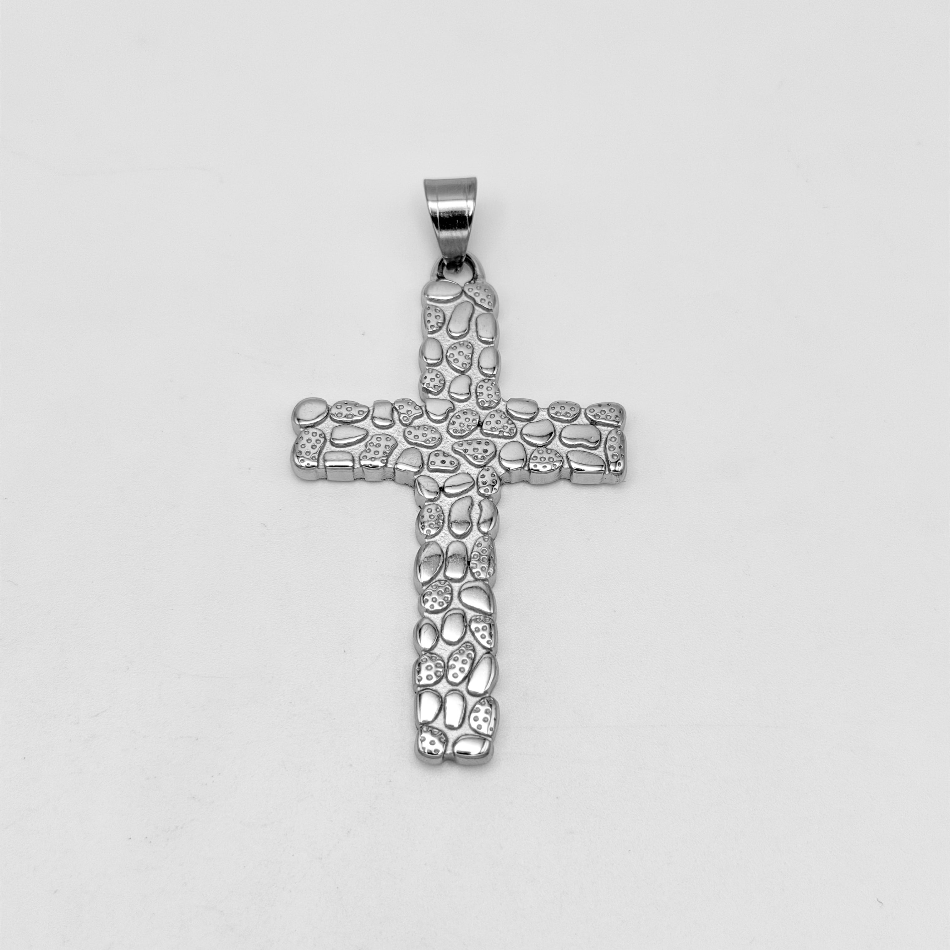 Nugget Cross Pendant - Stainless Steel - PDS-1214