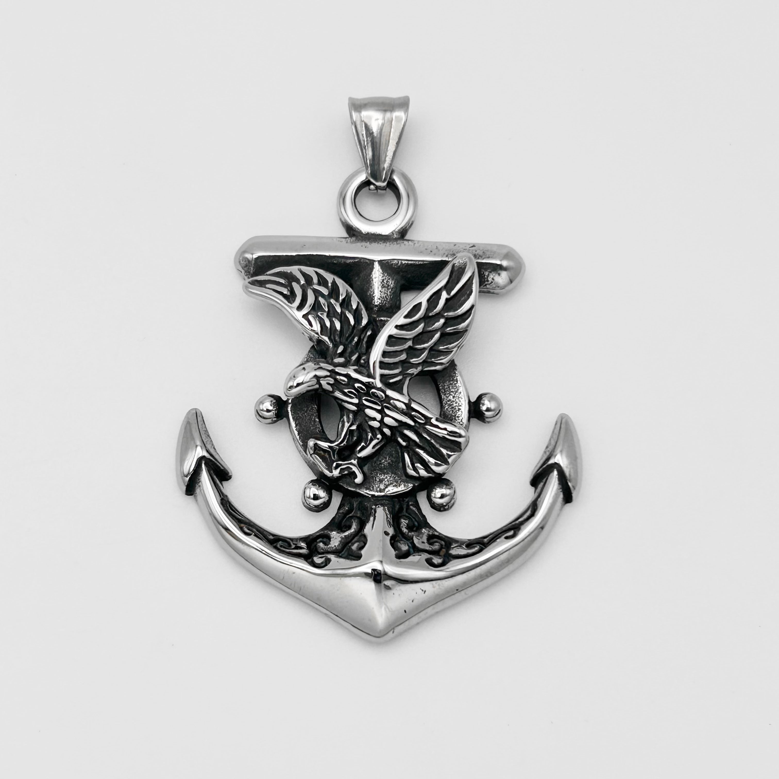 Anchor with Eagle Pendant - Stainless Steel - PDS-1499