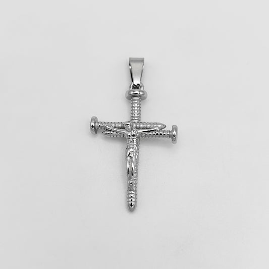 Screw Cross with Jesus Pendant - Stainless Steel - PDS-1804