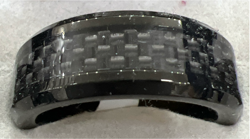 Band Ring with Carbon Fiber Pattern Stainless Steel