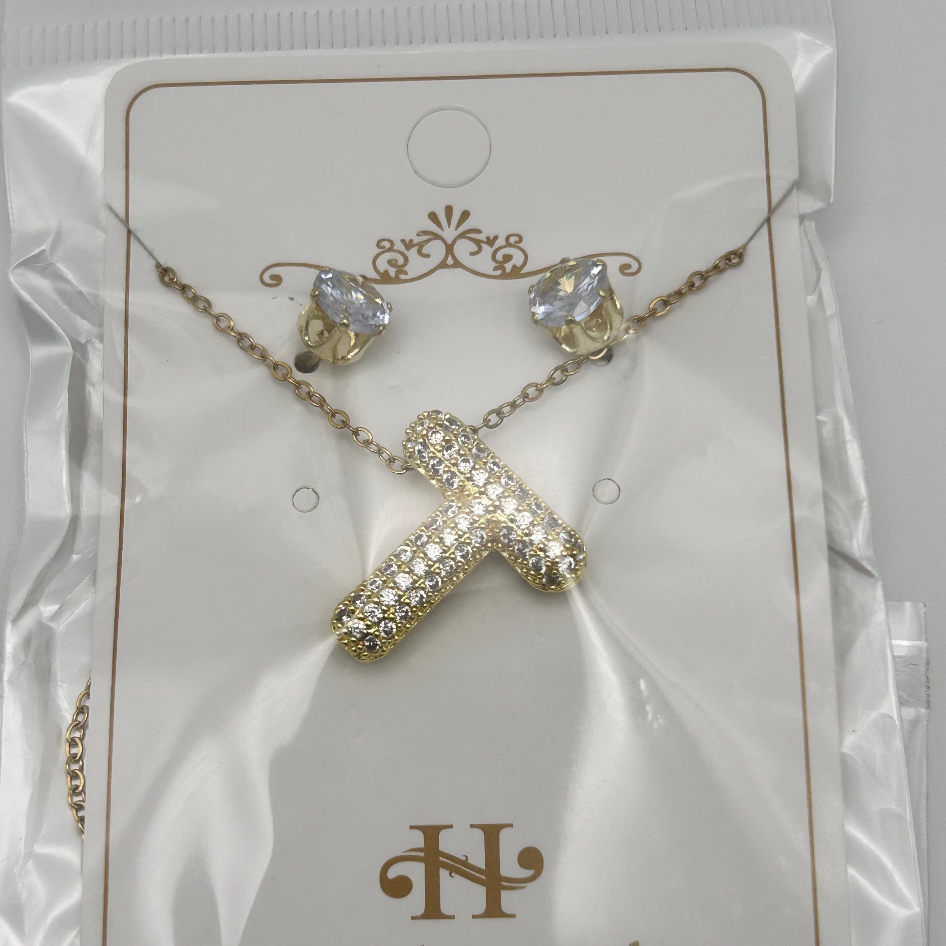 Set - Necklace and Earring - Gold Plated - SNEG-1092