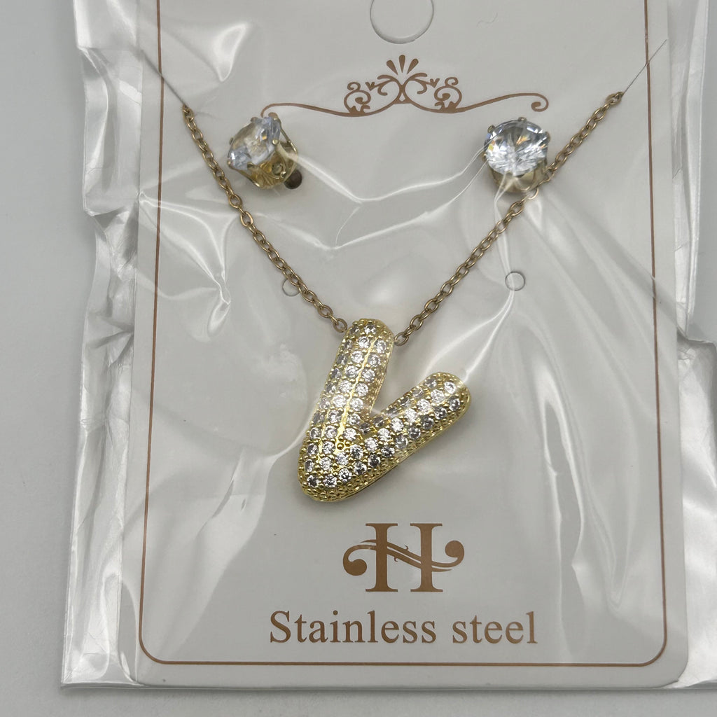 Set - Necklace and Earring - Gold Plated - SNEG-1092
