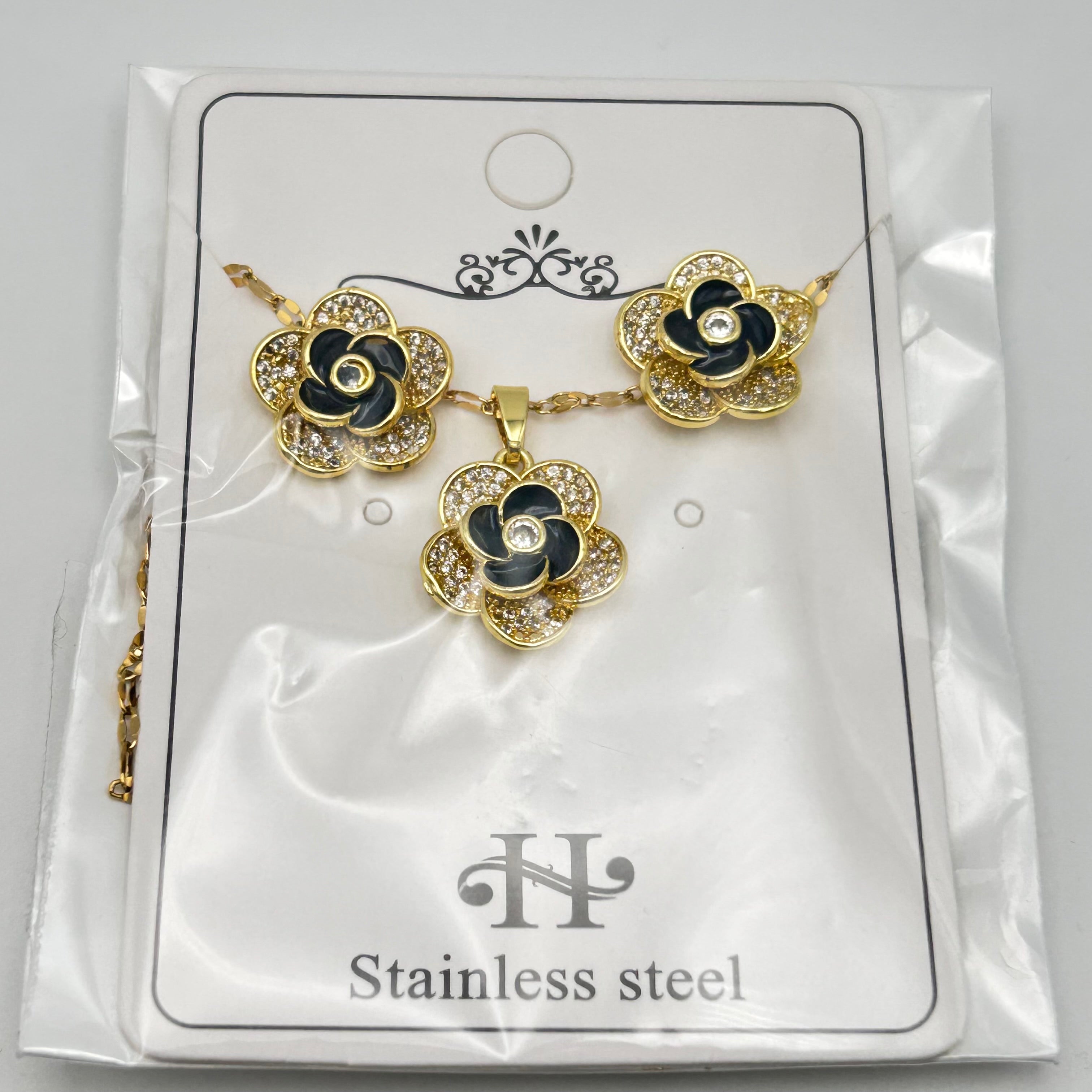 Set - Necklace and Earring - Gold Plated - SNEG-1099
