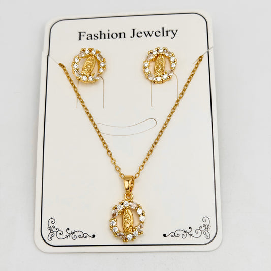 Set - Necklace and Earring - Gold Plated - SNEG-1103
